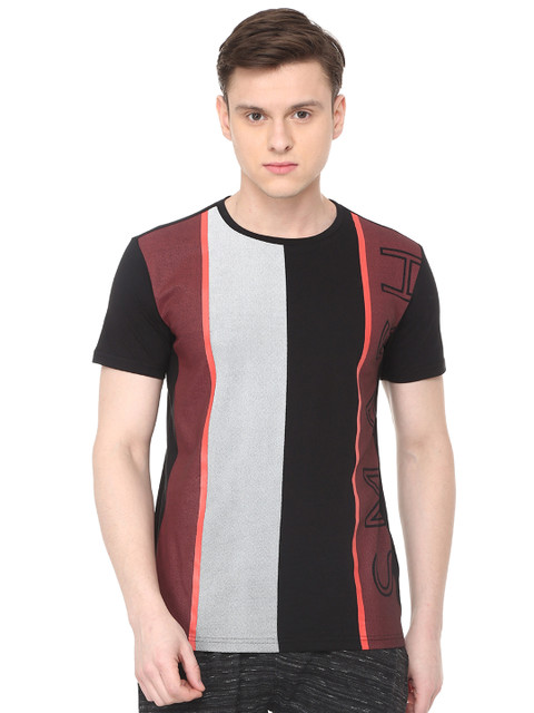 

Solly Sport Men Black Striped Round Neck T-shirt