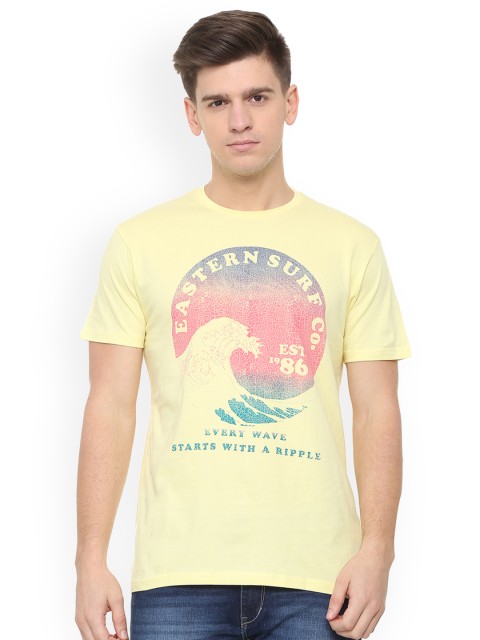 

People Men Blue Printed Round Neck T-shirt