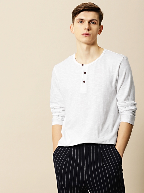 

Mr Bowerbird Men White Solid Tailored Fit Henley Neck T-shirt