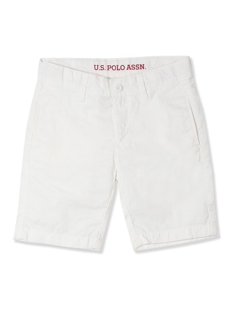 

U.S. Polo Assn. Kids Boys White Solid Regular Fit Regular Shorts