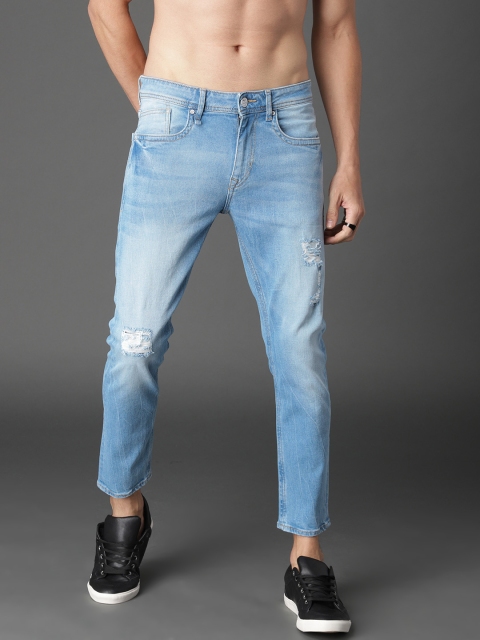 

Roadster Men Blue Skinny Fit Mid-Rise Mildly Distressed Cropped Stretchable Jeans