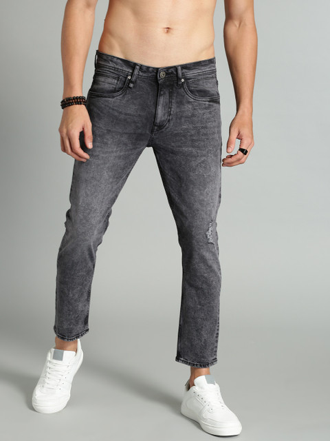 

Roadster Men Black Slim Fit Mid-Rise Low Distress Ankle-Length Stretchable Jeans