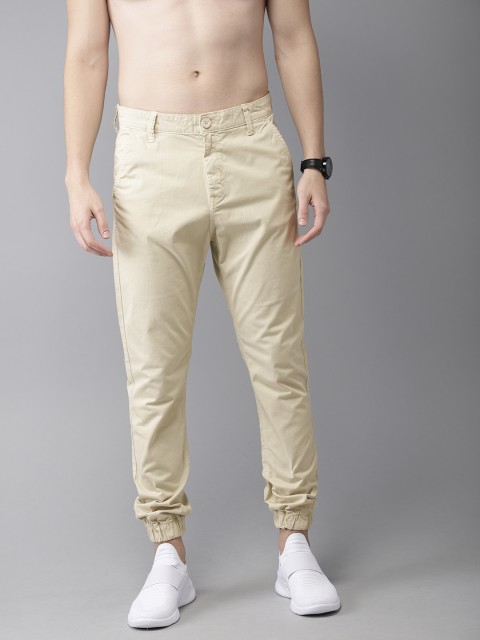 

HERE&NOW Men Beige Regular Fit Solid Joggers