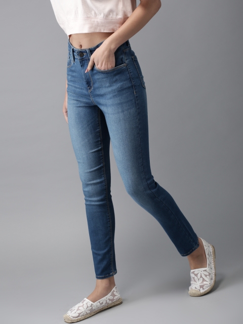 

Moda Rapido Women Medium Blue High-Rise Skinny Fit Cropped Jeans with Stretch