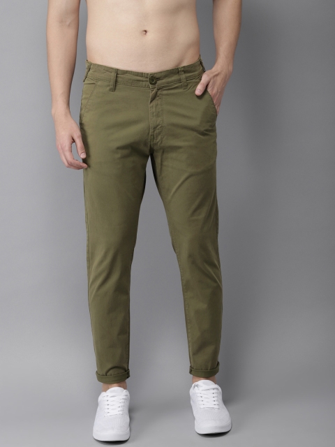 

HERE&NOW Men Olive Green Slim Fit Solid Chinos