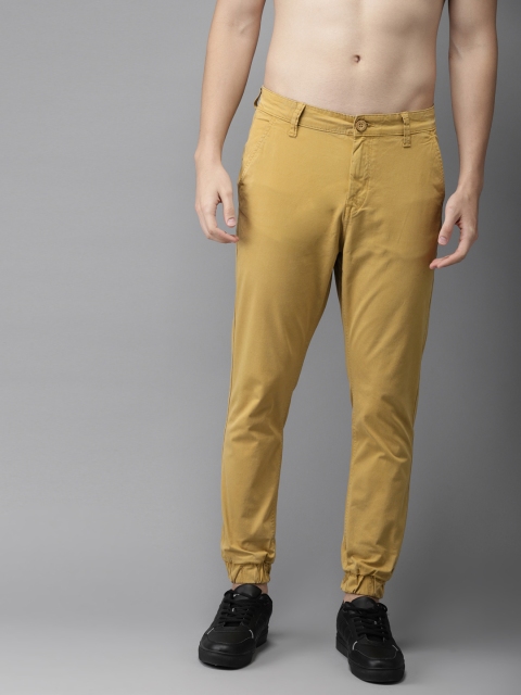 

HERE&NOW Men Khaki Brown Regular Fit Solid Joggers