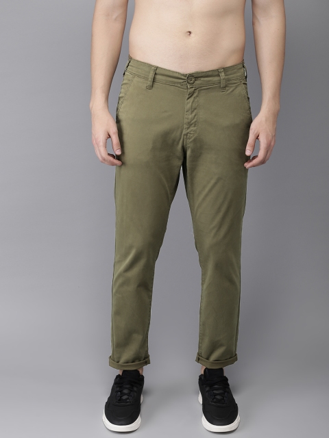 

HERE&NOW Men Olive Green Slim Fit Solid Chinos