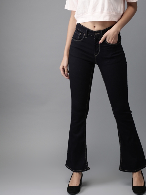 

Moda Rapido Women Navy Bootcut Mid-Rise Clean Look Stretchable Jeans, Navy blue