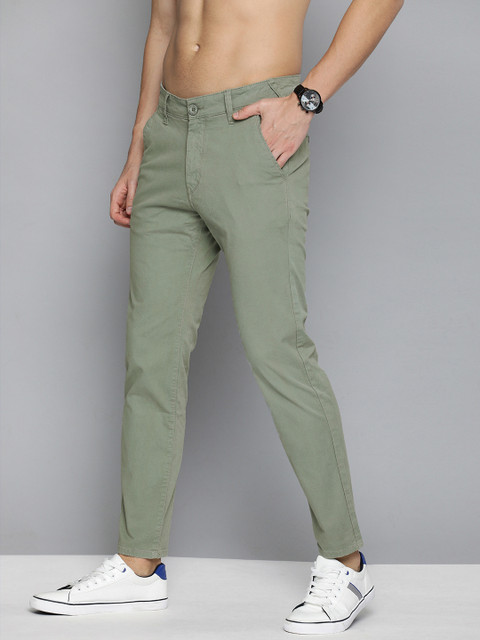 

HERE&NOW Men Sea Green Slim Fit Solid Chinos