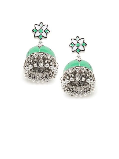 

ZeroKaata Green & Green Dome Shaped Jhumkas