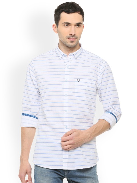 

Allen Solly Men White Slim Fit Striped Casual Shirt
