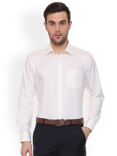 

Van Heusen Men Cream-Coloured Regular Fit Solid Formal Shirt