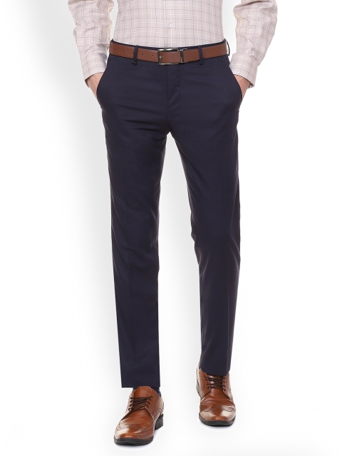 

Van Heusen Men Navy Blue Slim Fit Solid Formal Trousers