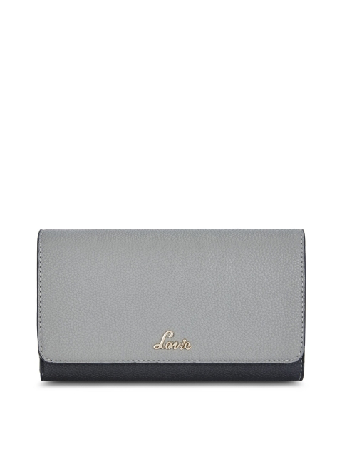 

Lavie Women Grey & Black Colourblocked Three Fold Wallet