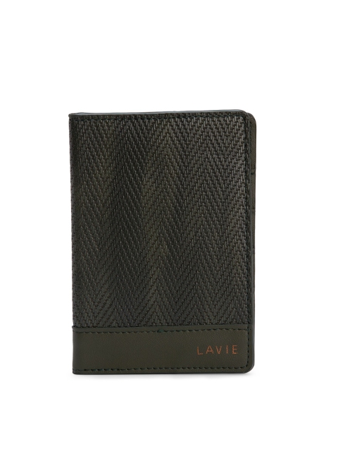 

Lavie Women Olive Green Textured Passport Holder