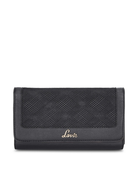 

Lavie Women Black Textured Three Fold Wallet