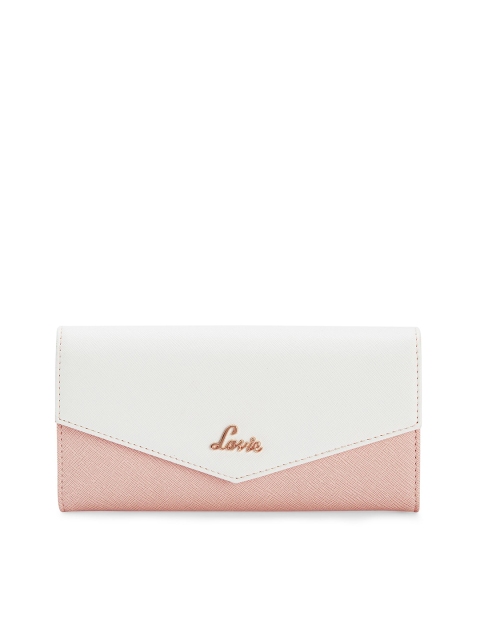 

Lavie Women White & Pink Colourblocked Two Fold Wallet