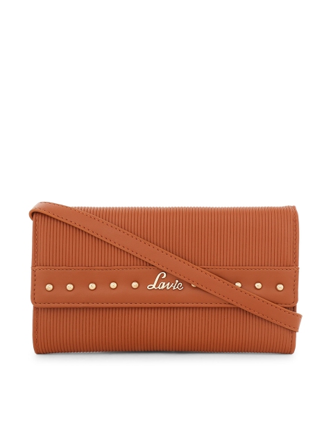 

Lavie Women Brown Solid Envelope Clutch