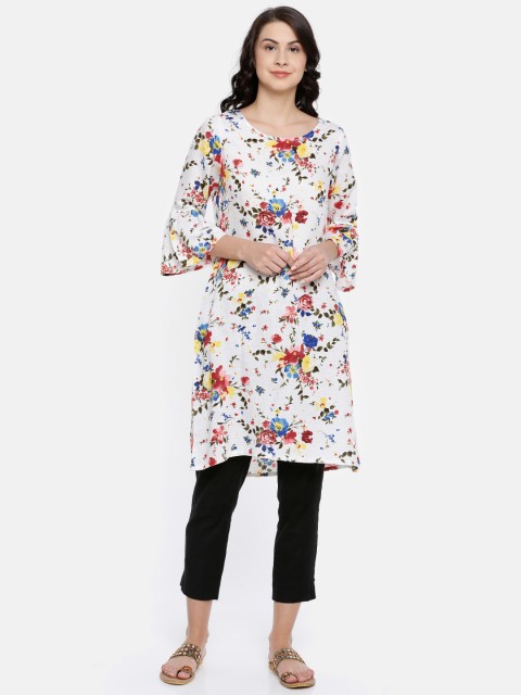 

Melange by Lifestyle Women Off White Printed A-Line Kurta
