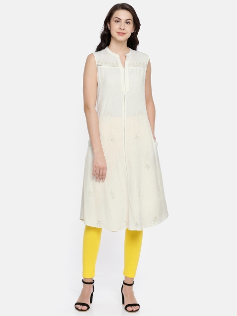 

Melange by Lifestyle Women Off-White Embroidered A-Line Kurta