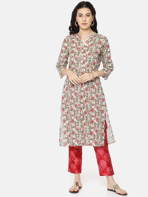

Melange by Lifestyle Women Off-White & Red Printed A-Line Kurta