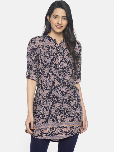 

Melange by Lifestyle Women Navy Blue Printed A-Line Kurti