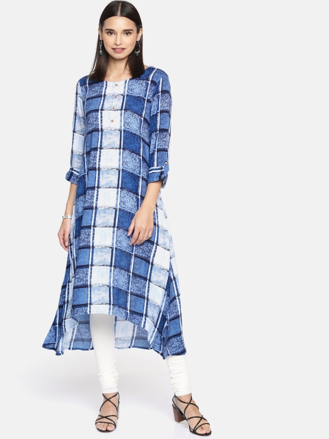 

Melange by Lifestyle Women Blue Checked A-Line Kurta
