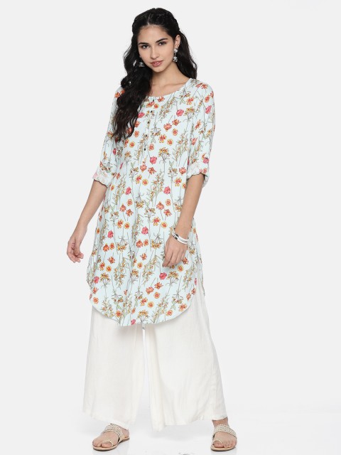 

Melange by Lifestyle Women Blue Printed Straight Kurta