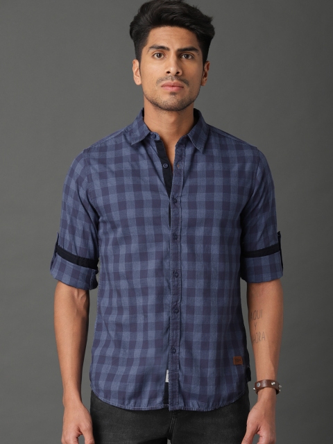 

Roadster Men Blue Tonal Checked Casual Shirt