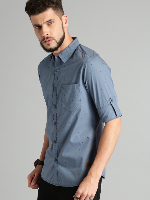 

Roadster Men Blue Regular Fit Printed Cotton Casual Shirt