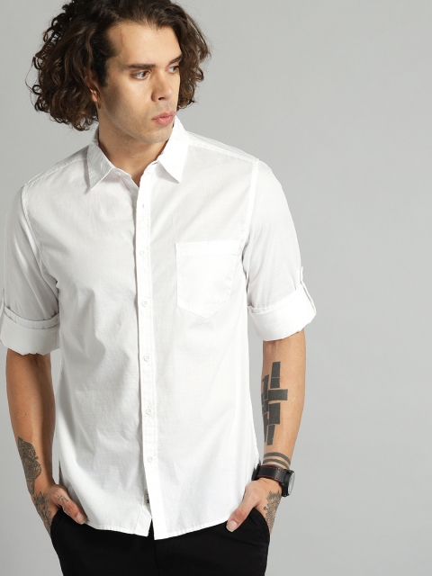 

Roadster Men White Regular Fit Solid Casual Shirt