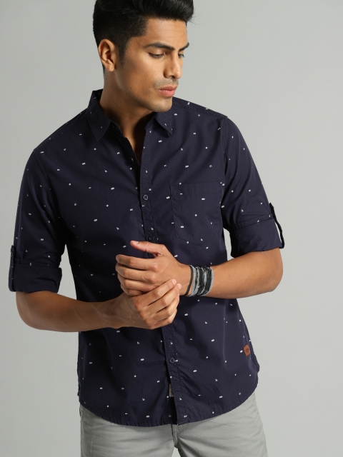 

Roadster Men Navy Blue Regular Fit Printed Casual Shirt