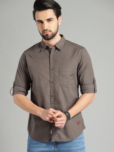 

Roadster Men Brown Regular Fit Solid Casual Shirt