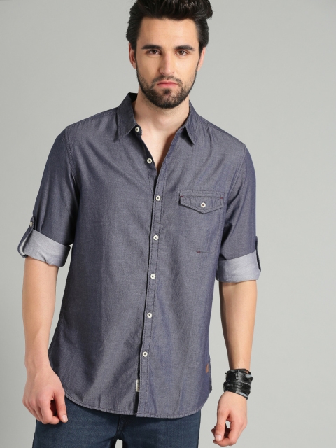 

Roadster Men Navy Blue Regular Fit Solid Casual Shirt