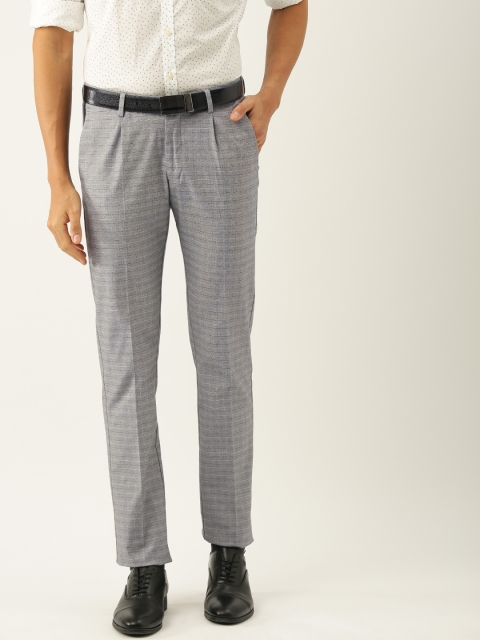 

Allen Solly Men Grey Slim Fit Checked Regular Trousers