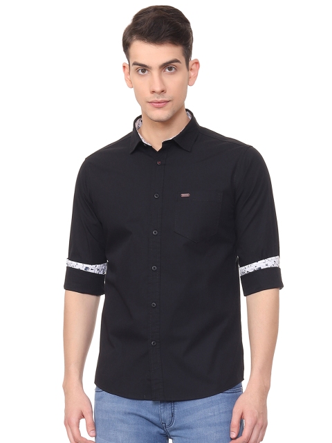 

People Men Black Slim Fit Solid Casual Shirt