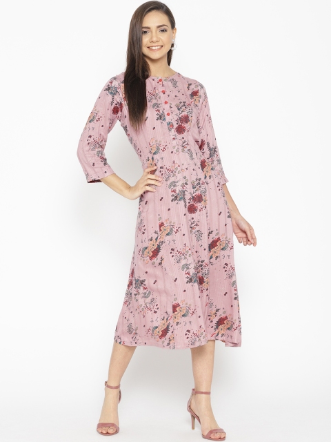 

Ayaany Women Mauve Printed A-Line Dress