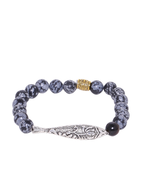 

Dare by Voylla Silver-Plated Brass Handcrafted Elasticated Bracelet
