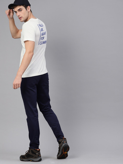 

HRX by Hrithik Roshan Men White & Navy Blue Printed Regular Fit Outdoor T-shirt