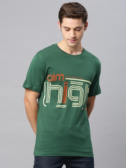 

HRX by Hrithik Roshan Men Green Printed Regular Fit Round Neck Lifestyle Tshirts
