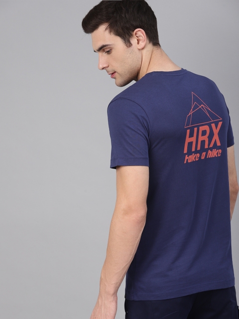 

HRX by Hrithik Roshan Men Blue Printed Outdoor Regular fit T-shirts