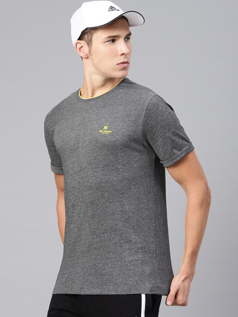 

HRX by Hrithik Roshan Men Charcoal Grey Regular Fit Solid Short Sleeve Lifestyle Tshirt