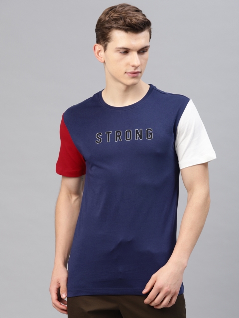 

HRX by Hrithik Roshan Men Blue Lifestyle Printed Pure Cotton T-shirt