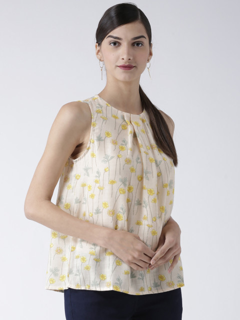 

109F Women Yellow Printed Top