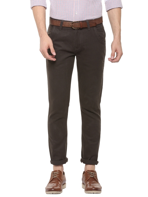 

People Men Grey Slim Fit Solid Regular Trousers