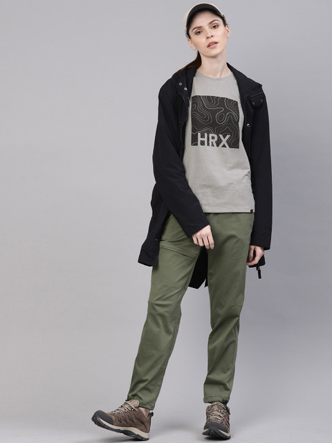 

HRX by Hrithik Roshan Women Grey Melange Printed Round Neck Outdoor Regular fit T-shirt