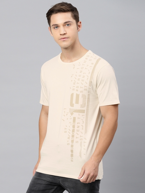 

HRX by Hrithik Roshan Men Off-White Printed Round Neck T-shirt