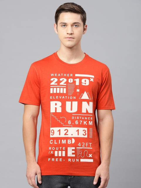 

HRX by Hrithik Roshan Men Orange Printed Round Neck T-shirt