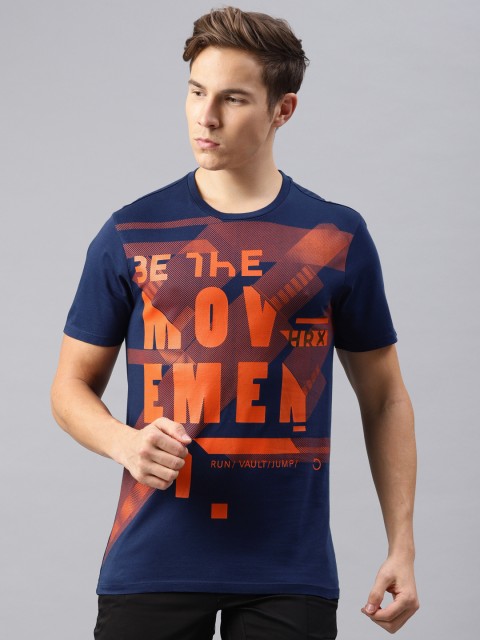 

HRX by Hrithik Roshan Men Navy Blue Printed Crew Neck Graphic Tshirt