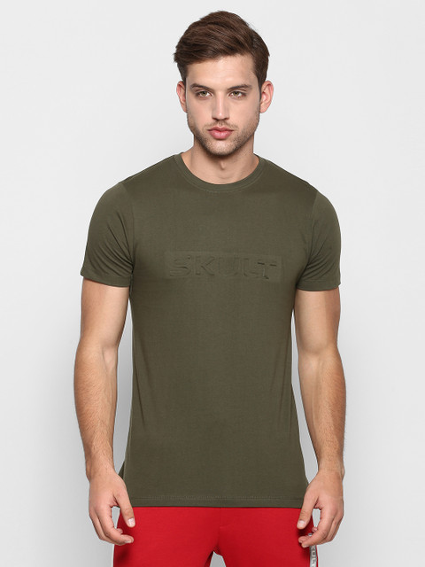 

SKULT by Shahid Kapoor Men Olive Green Solid Round Neck T-shirt